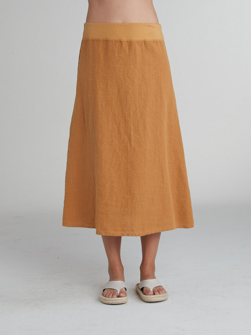 SACRA RUSTIC LINEN SKIRT マキシ丈 Linen Maxi Skirt with Buttoned Side | Shukr Clothing
