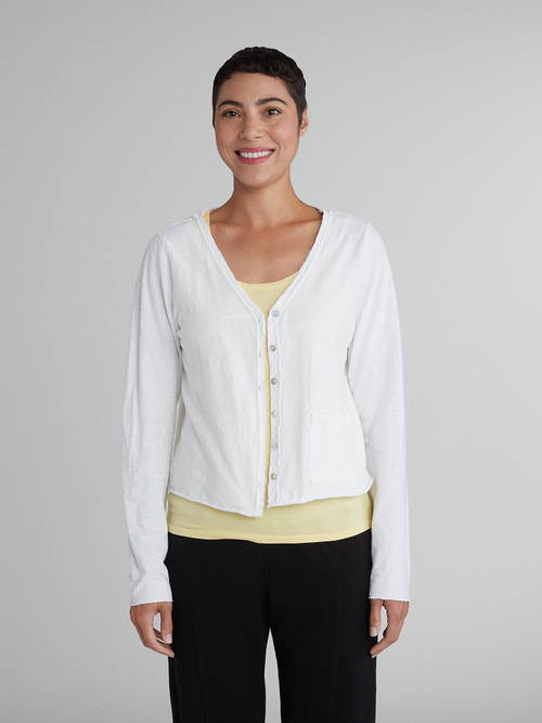 Cut Loose Linen Cotton Jersey Crop Pocket Cardigan - New