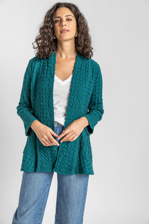 Komil Jade Waffle Cotton Open Jacket - New Moon Boutique
