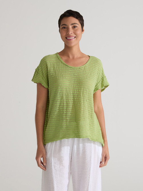 Cut Loose Vintage Stripe Raw Edge A-Line Tee - New Moon Boutique