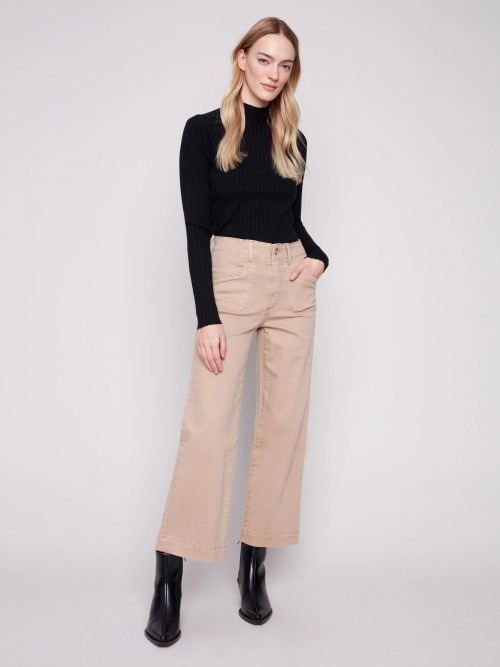 rehellinen gram pants cotton twill 　ベージュ Charlie B Sesame Twill Wide Leg Pants - New Moon Boutique