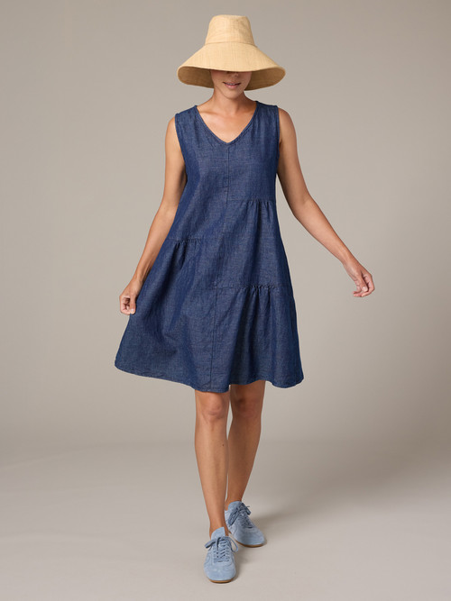 denim patch dress Daisy Mini Medium Wash / L sleeveless and side seam pockets 90s Roxy Life Quicksilver Midi