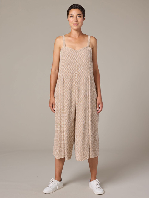 Cut Loose Crinkle Check Crop Jumpsuit - New Moon Boutique