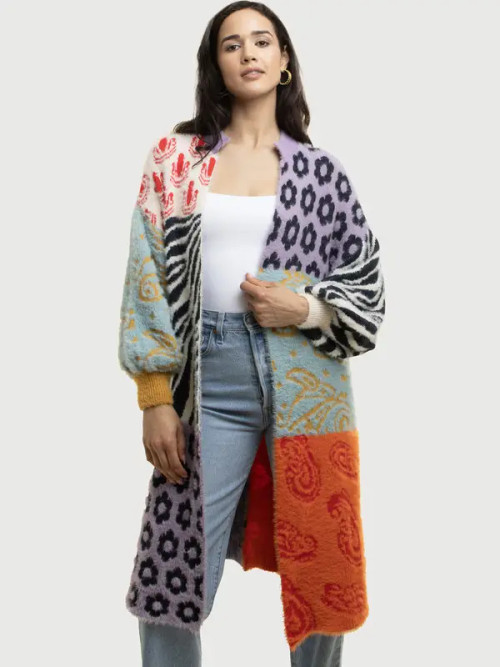 SAACHI Soft Multi Patterned Cardigan - New Moon Boutique