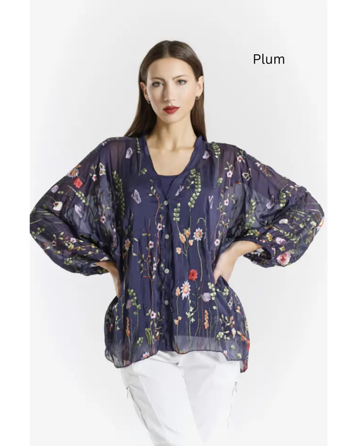TINA Stephens Garden Viola Blouse - New Moon Boutique