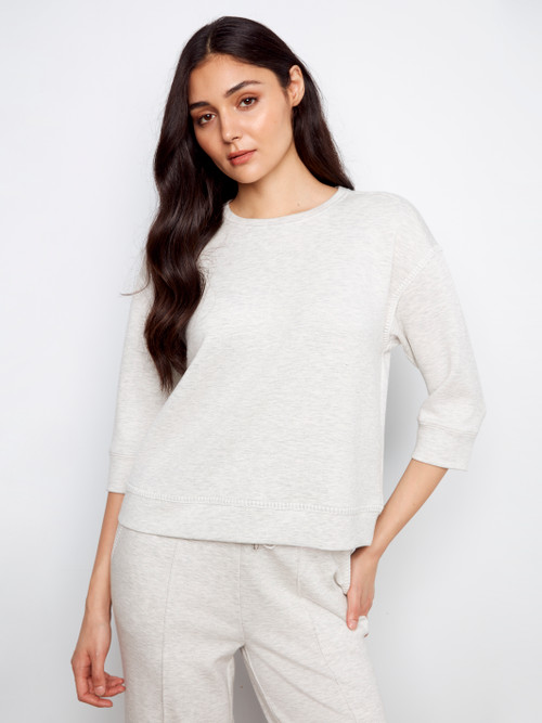 ChaRlie-b☆ Charlie B Heather Grey Scuba Top - New Moon Boutique