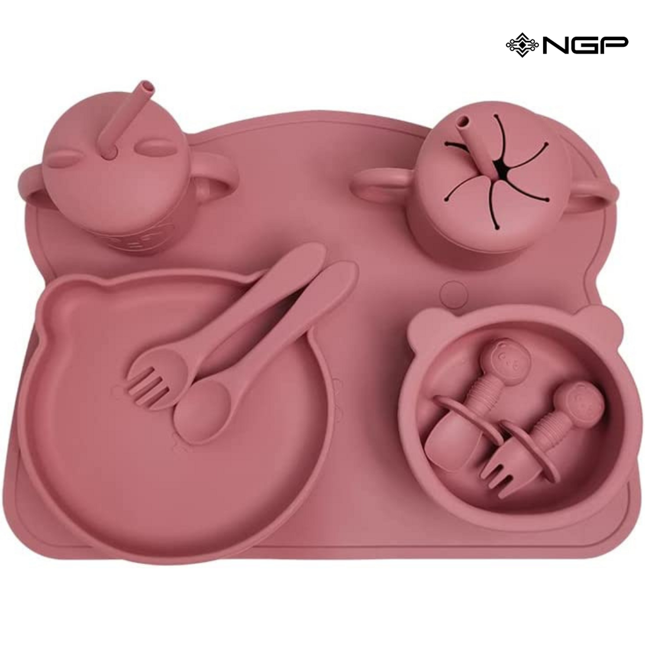 NGP Baby Silicone Feeding Set 11 Pcs Infant Dinnerware with Baby
