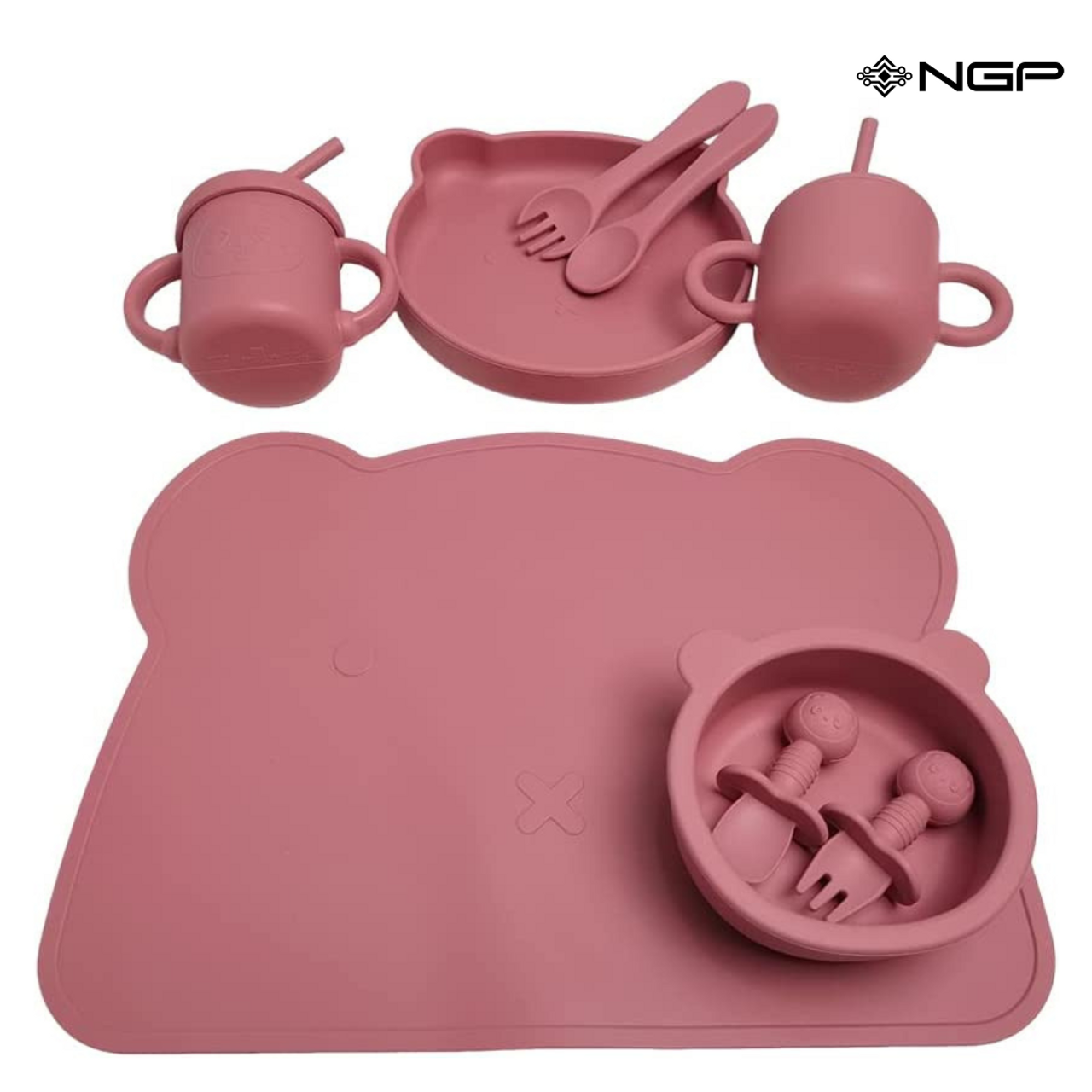 Nala Baby Feeding Set of 7, Silicone Baby Tableware Set, Food