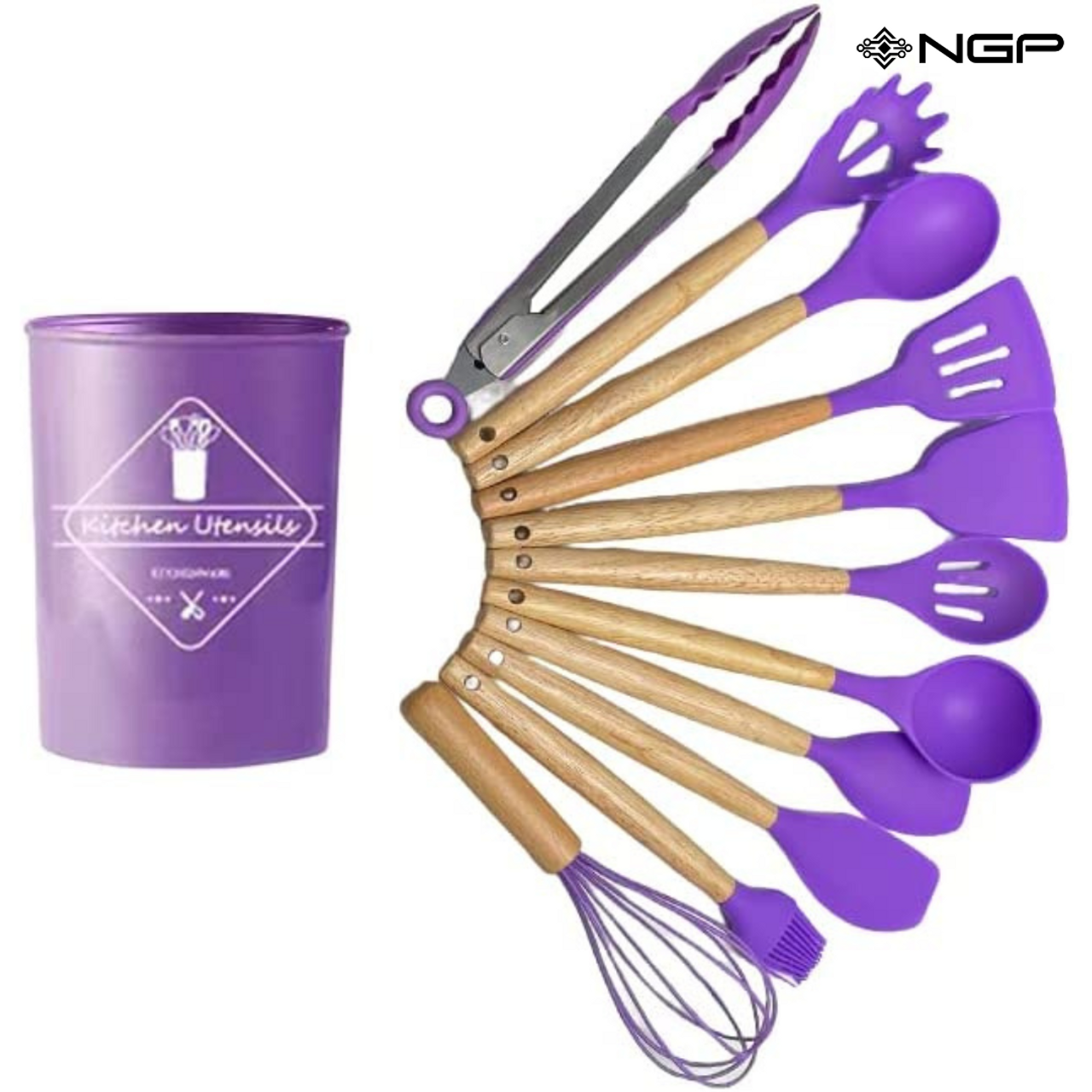 Restaurantware 10.6 inch x 2.2 inch Silicone Spatula, 1 Flat Flexible Spatula - Dishwasher-Safe, withstands Heat Up to 570F, Purple Silicone Mixing