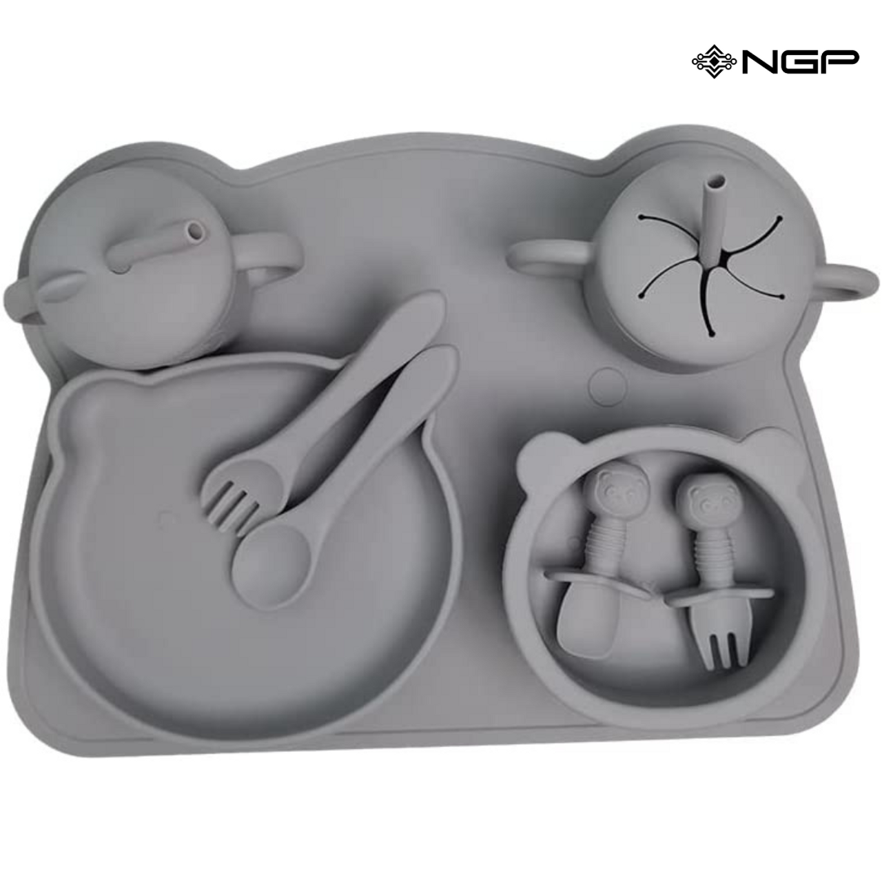 NGP Baby Silicone Feeding Set 11 Pcs Infant Dinnerware with Baby