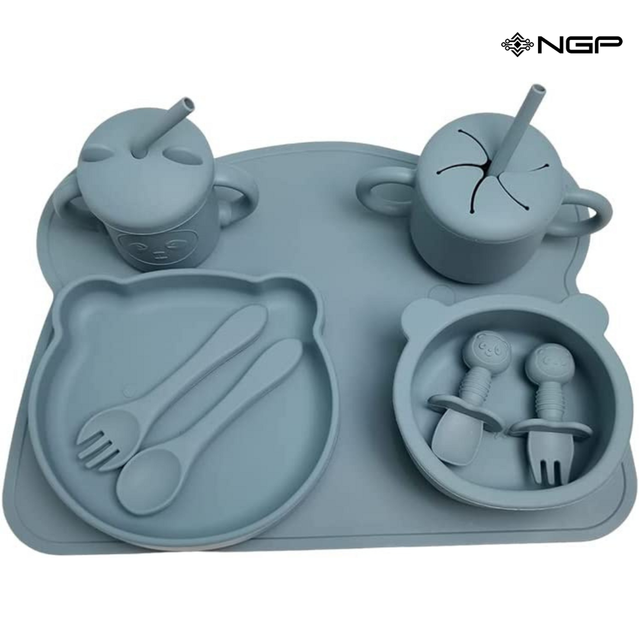 NGP Baby Silicone Feeding Set 11 Pcs Infant Dinnerware with Baby Plate for  Baby Silicone Bibs