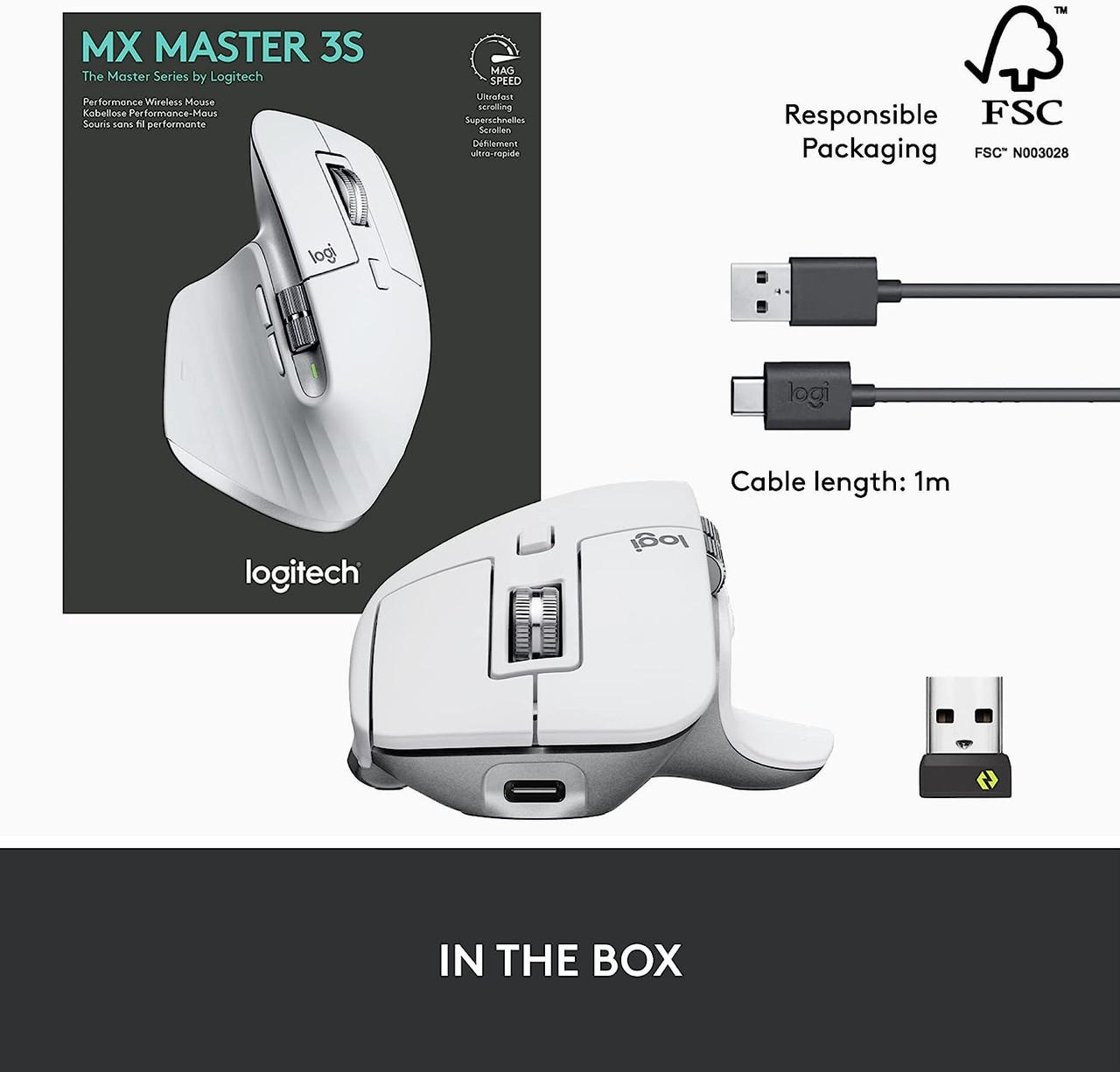 Logitech MX Master 3S Bluetooth Wireless Mouse, Graphite