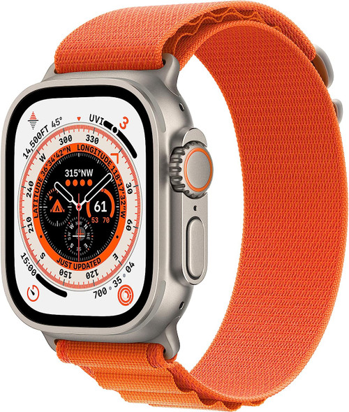 Apple Watch Ultra [GPS + Cellular 49mm] Smart Watch w/ Titanium Case Alpine Loop Small, Fitness Tracker, Precision GPS, Action Button, Extra-Long Battery Life, Dual Speakers - Orange