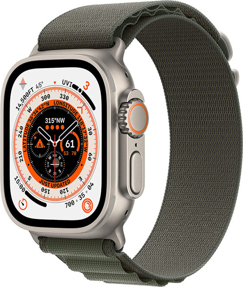 Apple Watch Ultra [GPS + Cellular 49mm] Smart Watch w/ Titanium Case Alpine Loop Small, Fitness Tracker, Precision GPS, Action Button, Extra-Long Battery Life, Dual Speakers - Green