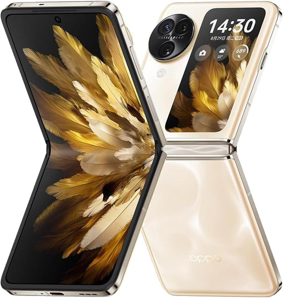 Oppo Find N3 Flip 5G Dual SIM 256GB ROM + 12GB RAM Factory Unlocked (GSM Only | No CDMA - not Compatible with Verizon/Sprint) Smartphone Global Version - 	Cream Gold
