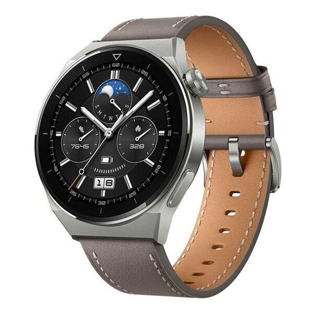 Huawei Watch GT 3 Pro ODN-B19 Bluetooth Smartwatch 1.43"  AMOLED Screen Leather Strap - Gray