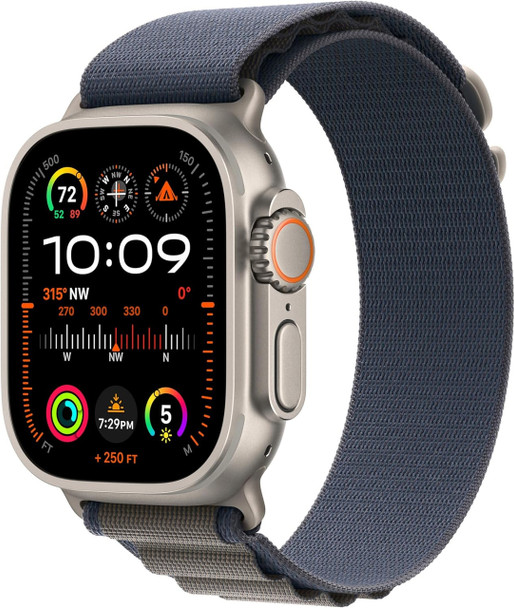 Apple Watch Ultra 2 [GPS + Cellular 49mm] Smart Watch w/ Titanium Case, Alpine Loop M, Fitness Tracker, Precision GPS, Action Button, Extra-Long Battery Life, Dual Speakers - Blue