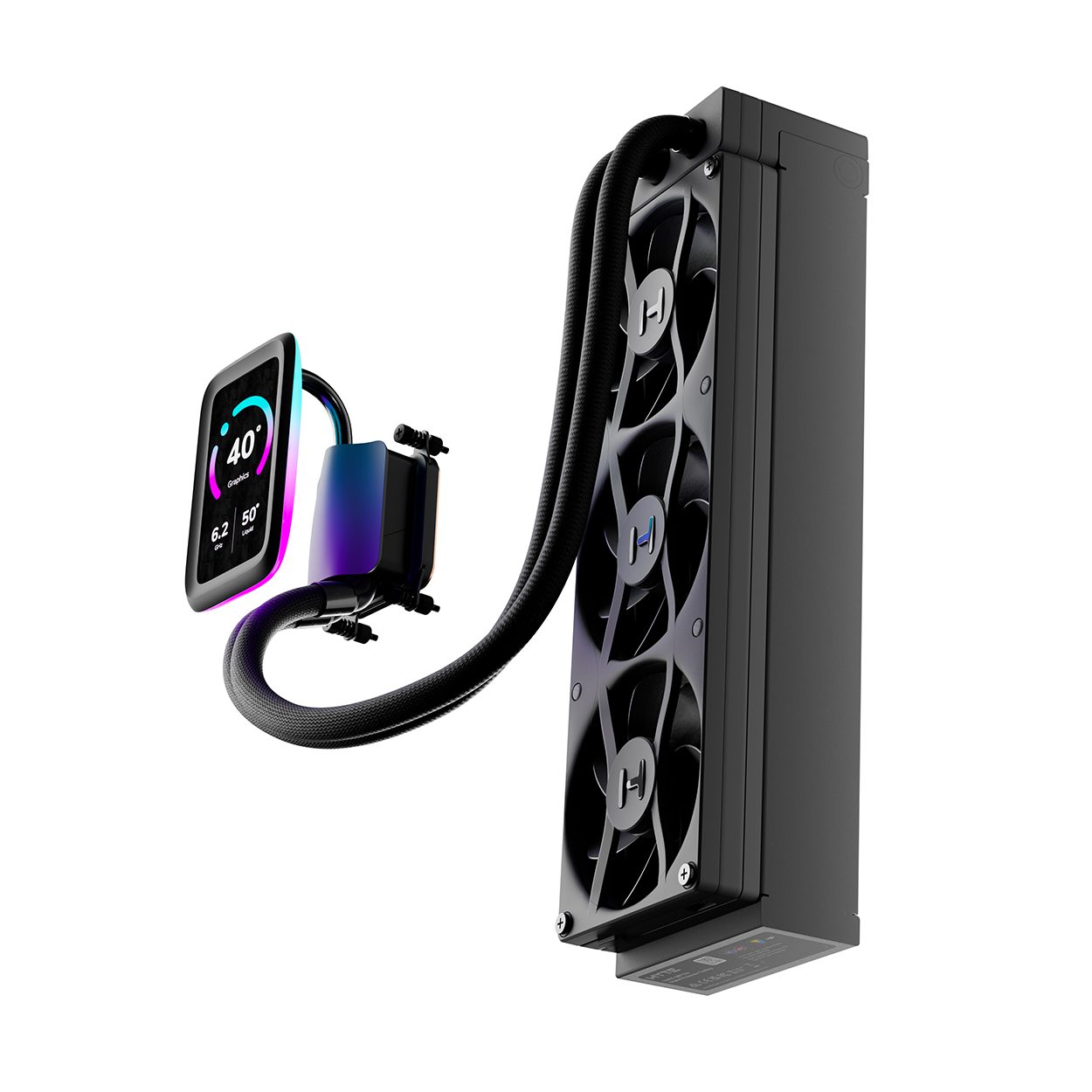 THICC Q80 Trio - Digital CPU Cooler - Pitch Black | HYTE