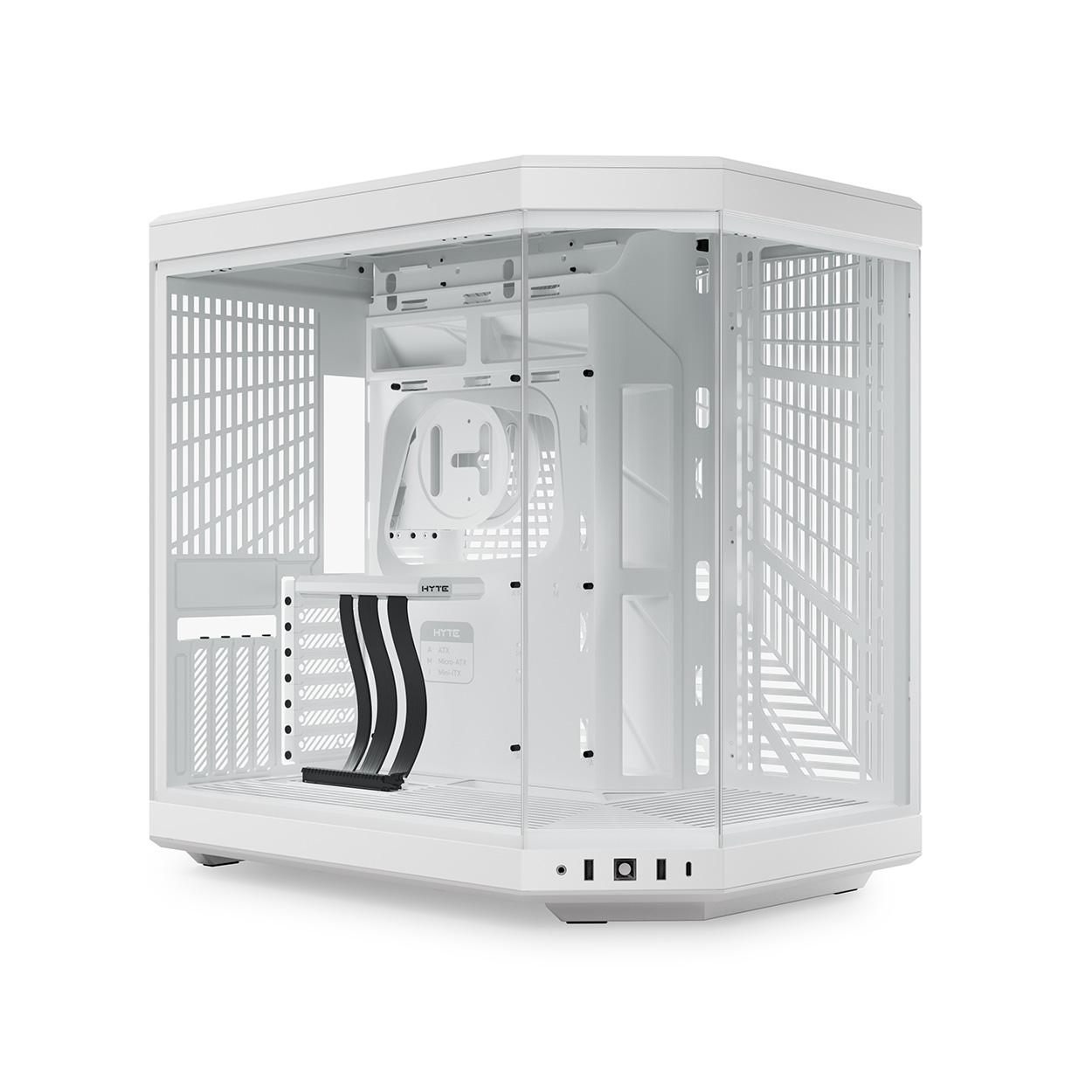 HYTE Y60 Modern Aesthetic Dual Chamber Panoramic Tempered Glass Mid-Tower  ATX Computer Gaming Case with PCIE 4.0 Riser Cable Included, Snow White