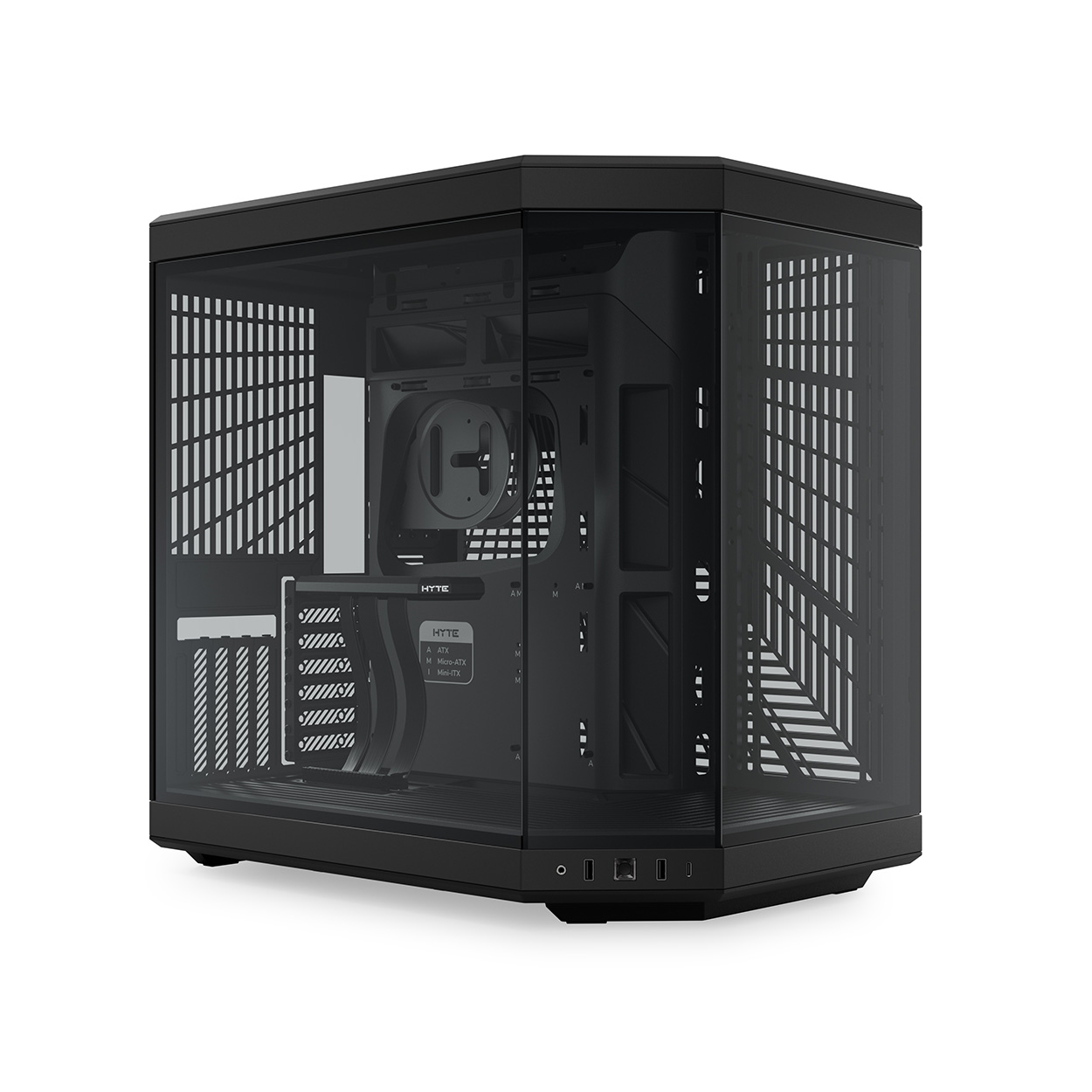 HYTE Y60 Modern Aesthetic Dual Chamber Panoramic Tempered Glass Mid-Tower  ATX Computer Gaming Case with PCIE 4.0 Riser Cable Included, Black