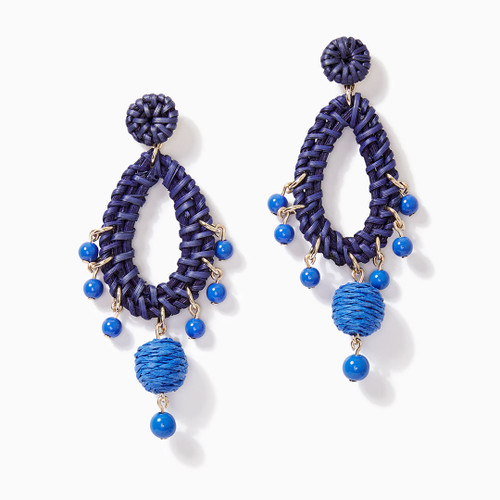 GWP RAFFIA EARRINGS-ALBA BLUE--1 SZ