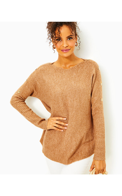 ARNA BOAT-NECK PULLOVER SWEATER - HEATHERED RATTAN