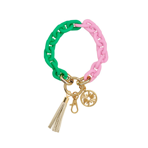 Chain Keychain - Spearmint Green / Conch Shell Pink