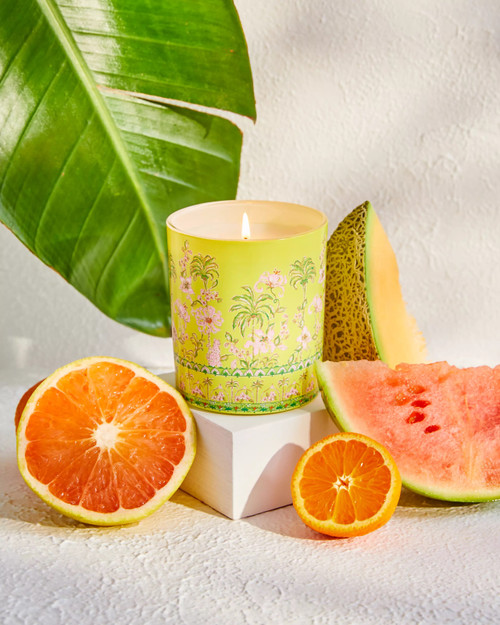 MEDIUM PRINTED CANDLE - FINCH YELLOW TROPICAL OASIS ENGINEERED