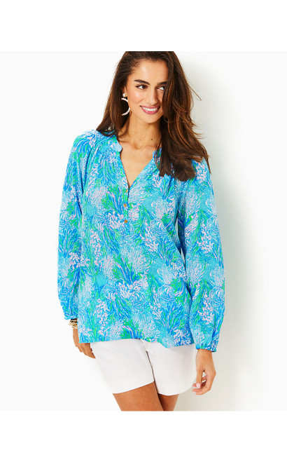 ELSA SILK TOP - LAS OLAS AQUA STRONG CURRENT SEA