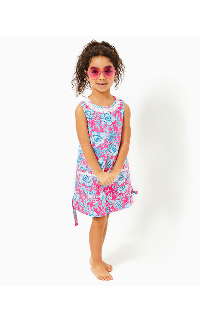 GIRLS LITTLE LILLY CLASSIC SHIFT DRESS - ROXIE PINK WAVE N SEA
