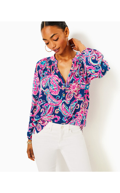 ELSA SILK TOP - MULTI FLITTING ABOUT