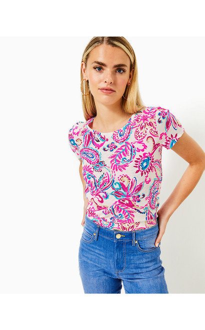 ETTA SCOOP NECK TOP - COCONUT FLITTING ABOUT