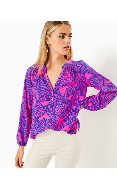 ELSA SILK TOP - PASSION FRUIT PINK WILD NIGHTS