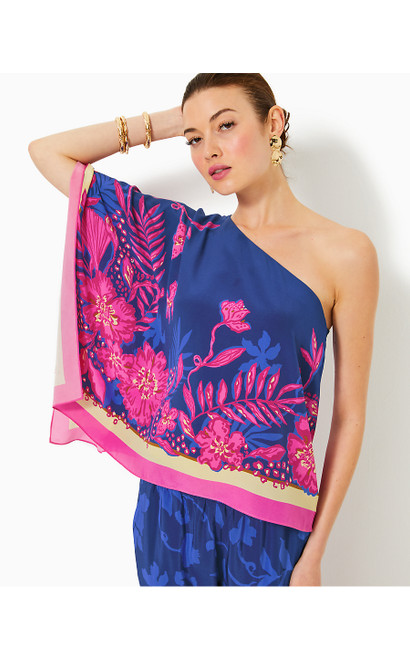 SCHAFFER SILK TOP - BLUE MED NEVER ENDING SUMMER ENGINEERED