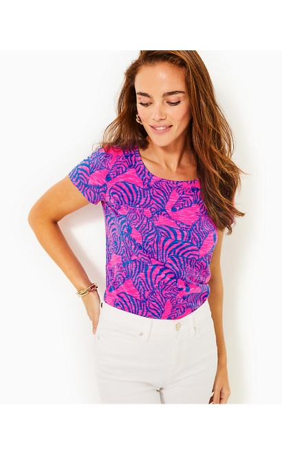 ETTA SCOOP NECK TOP - PASSION FRUIT PINK WILD NIGHTS