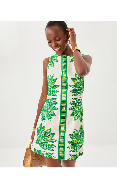 DEVYN STRETCH SHIFT DRESS - KITTS GREEN SHADY BABE ENGINEERED