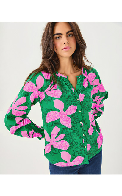 ALDINA TOP - KITTS GREEN SUNSET SHADOWS