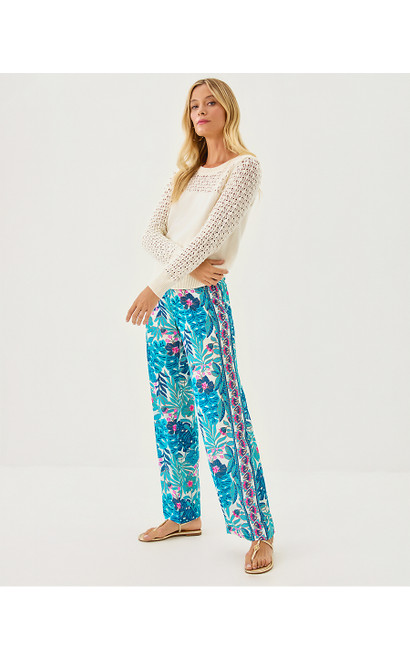 BAL HARBOUR STRETCH PALAZZO PANT - BREEZY AQUA BEST FRONDS FOREVER ENGINEERED BAL HARBOUR STRETCH PALAZZO PANT - BREEZY AQUA BEST FRONDS FOREVER ENGINEERED