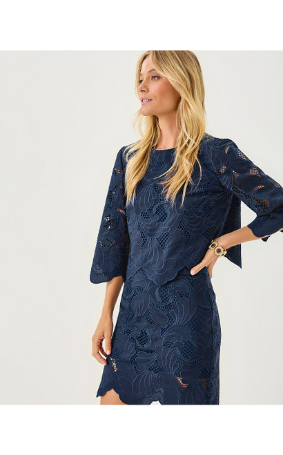 DEBRA SKIRT - LOW TIDE NAVY SWAY WITH ME SCALLOPED LACE