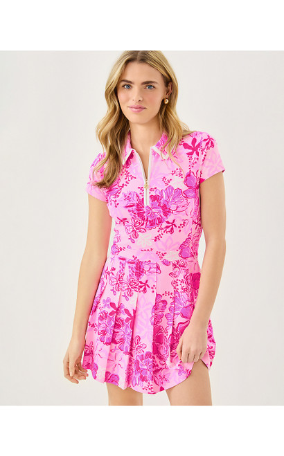 UPF 50+ LUXLETIC ALONA DRESS - PARIGI PINK SUPPORTING SQUAD