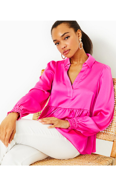 JAYLENE LONG SLEEVE TOP - CERISE PINK