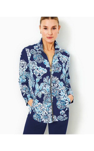 UPF 50+ LEONA ZIP-UP JACKET - LOW TIDE NAVY BOUQUET ALL DAY