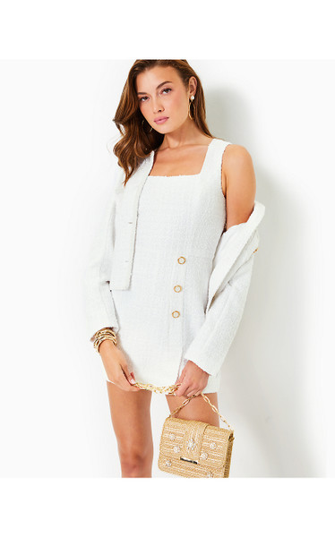 KALINARA SKIRTED ROMPER - RESORT WHITE SWIRL BOUCLE