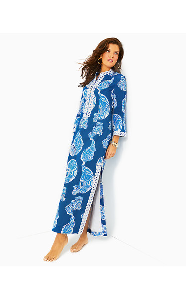 SHEALYN STRETCH MAXI CAFTAN - BARTON BLUE SHELL OF A GOOD TIME