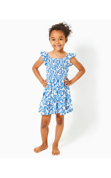 GIRLS MINI JILLY COTTON DRESS - RESORT WHITE SHELL COLLECTOR