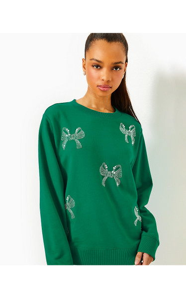 BALLAD COTTON SWEATSHIRT - FIDDLE LEAF GREEN BOW