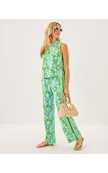 BAL HARBOUR STRETCH PALAZZO PANT - COOL MINT CATCHIN RAYS ENGINEERED