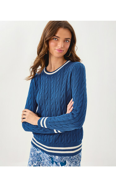 BROCKTON CREW NECK SWEATER - STARLIGHT NAVY X COCONUT