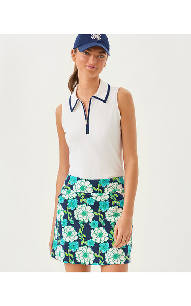 UPF 50+ LUXLETIC FRIDA HALF ZIP SLEEVELESS POLO - COCONUT