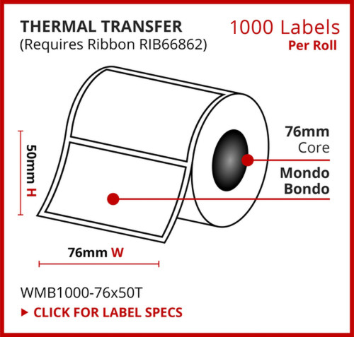 Mondo Bondo™ - Thermal Transfer - 76mm x 50mm Mondo Bondo™ - Thermal Transfer - 76mm x 50mm